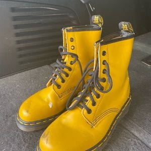 Yellow Dr Martens mid rise boots
